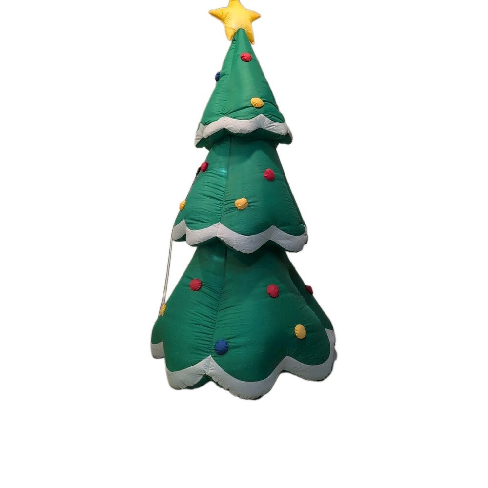 7' Air blown Inflatable Gemmy Christmas Tree w/ Star and Ornaments Tested Work